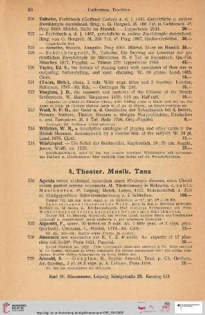 4. Theater, Musik, Tanz (Nr. 736 - 1036)