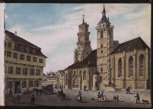 'Stiftskirche in Stuttgart' Aquarell