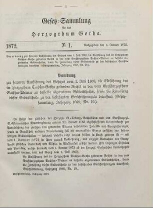 1872: Gesetzsammlung für das Herzogthum Gotha