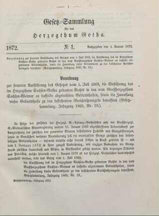 1872: Gesetzsammlung für das Herzogthum Gotha