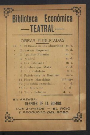 Biblioteca Económica Teatral - Obras publicadas