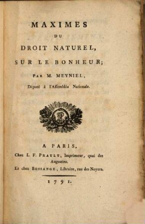 Maximes du Droit Naturel sur le Bonheur