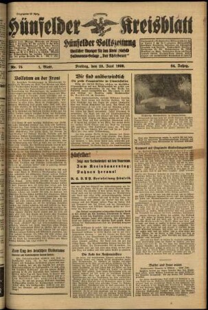 Erste Ausgabe vom Freitag, den 23. Juni 1939.