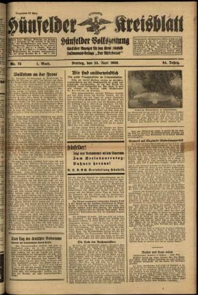 Erste Ausgabe vom Freitag, den 23. Juni 1939.