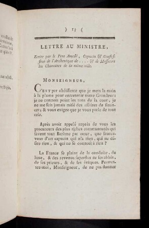 13-20, Lettre Au Ministre; ...