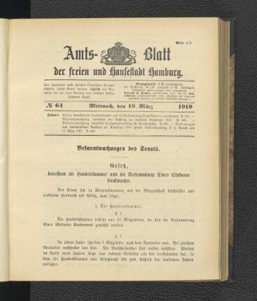 No.64, Mittwoch, den 19. März 1919