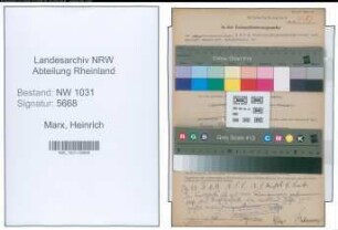Entnazifizierung Heinrich Marx , geb. 06.05.1895 (Kriminalassistent)
