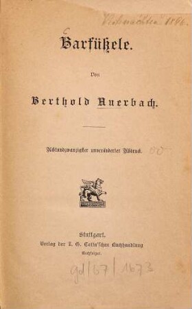 Barfüßele : 28. unferänd. Abdr.
