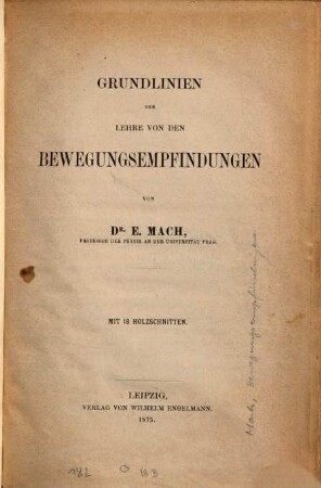 Grundlinien der Lehre von den Bewegungsempfindungen