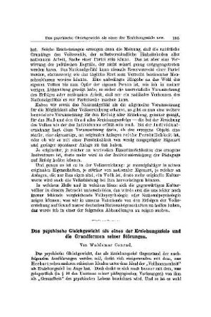 Das psychische Gleichgewicht als eines der Erziehungsziele und die Grundformen seiner Störungen