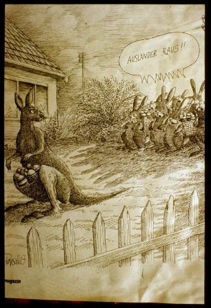 Karikatur zur Fremdenfeindlichkeit