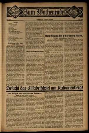 Zweite Ausgabe vom Sonntag, den 19. Juli 1931.