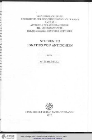 Studien zu Ignatius von Antiochien
