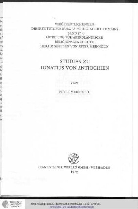 Studien zu Ignatius von Antiochien