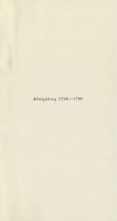 Königsberg 1794-1796