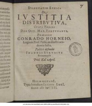 Disputatio Ethica De Iustitia Distributiva