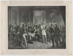 Die Teilnehmer der 1. Dresdner Konferenz 1850 der Mitglieder des Deutschen Bundes, Lithographie, 1850