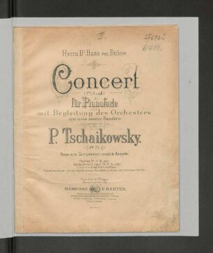 Concert (No 1 b moll) : für Pianoforte mit Begleitung des Orchesters oder eines zweiten Pianoforte ; op. 23