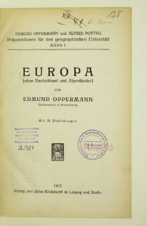 Bd. 1: Europa : (ohne Deutschland und Alpenländer)
