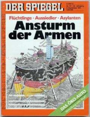 Umschlagblatt des Magazins "Der Spiegel" zum Zustrom von Armen in die reichen Länder Europas ("Ansturm der Armen")