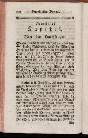 Dreyßigstes Kapitel. Von den Landstraßen.