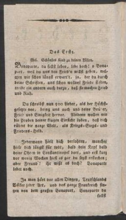 Das Erste. Mel. Schönstes Kind zu deinen Füßen.
