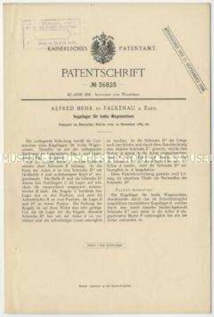 Patentschrift eines Kugellagers für hohle Wagenachsen, Patent-Nr. 36825