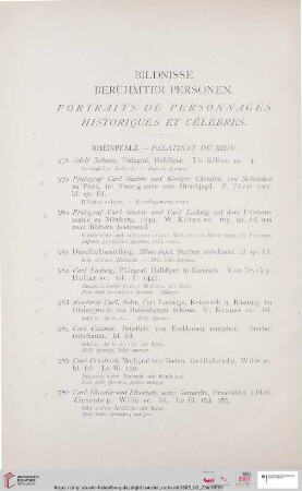 Bildnisse berühmter Personen. Portraits de personnages historiques et célèbres (Nr. 578 - 790)