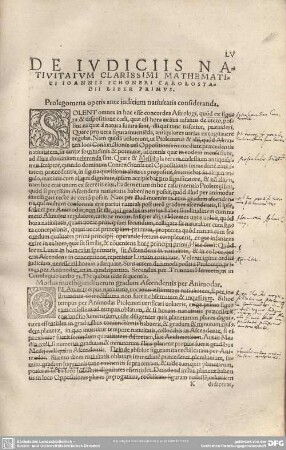 Prolegomena operis ante iudicium natiuitatis confideranda.