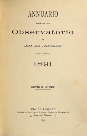 Annuario, 7. 1891