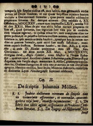 Cap. II. De scriptis Johannis Mölleri.