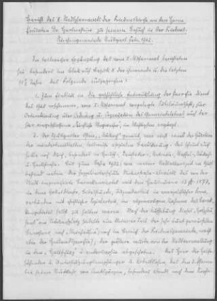 Stuttgart Friedenskirche: Pfarrbericht 1942