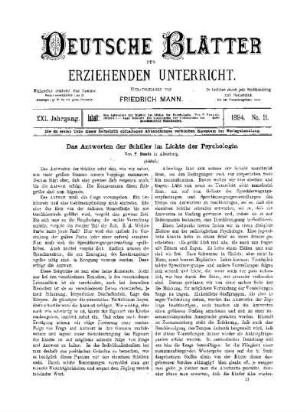 Das Antworten der Schüler im Lichte der Psychologie : (Schluss)