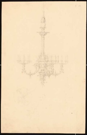Königliche Oper (auch: Staatsoper unter den Linden, Lindenoper), Berlin Wiederaufbau (?): Kronleuchter für Kerzen: Ansicht