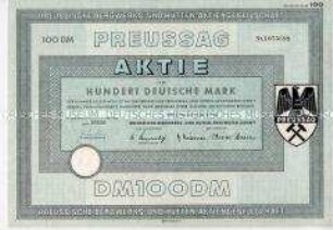 Aktie der Preussag AG über 100,- Deutsche Mark