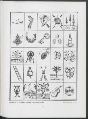 Figuras de la lotería a colores por Porfirio Merino