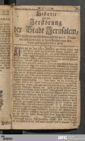 Historie von der Zerstörung der Stadt Jerusalem