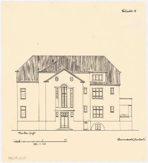 Umbau eines Landhauses Monatskonkurrenz Februar 1933: Aufriss Nordansicht 1:100; Maßstabsleiste