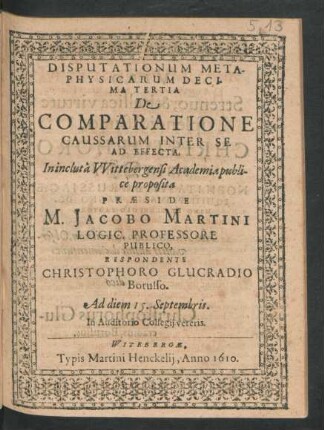 Disputationum Metaphysicarum Decima Tertia De Comparatione Caussarum Inter Se Ad Effecta