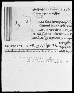Augustinus etcetera, Sermones — Initiale T(RIA), Folio 78verso