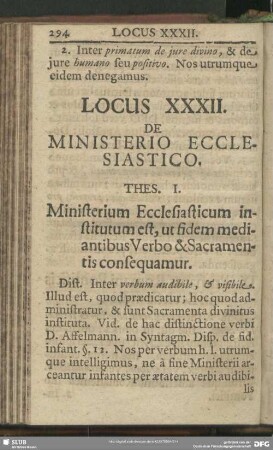 Locus XXXII. De Ministerio Ecclesiastico