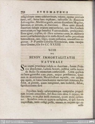 XCIII De Sensu Immortalitatis Naturali