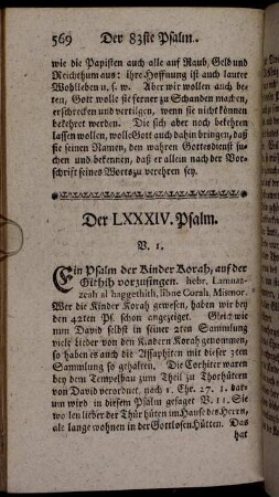 Der LXXXIV. Psalm.