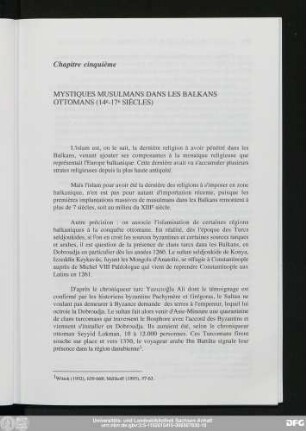 Chapitre cinquième Mystiques Musulmans Dans Les Balkans Ottomans (14e-17e Siècles)