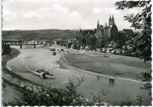 Meißen. Blick von Proschwitz - Elbe m. Dampfer