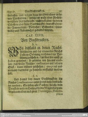 Cap. XXVII. Von Buchdruckern