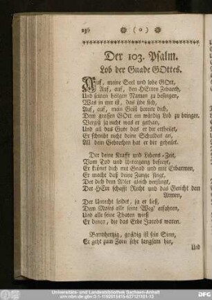 Der 103. Psalm. Lob der Gnade Gottes.