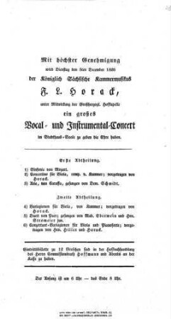 Großes Vocal= und Instrumental=Concert