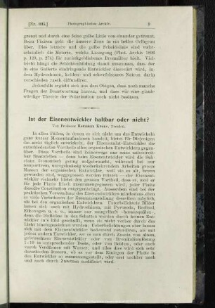 Ist der Eisenentwickler haltbar oder nicht?