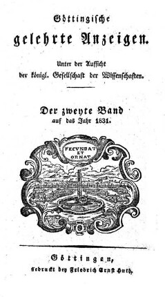 1831,2: Göttingische gelehrte Anzeigen